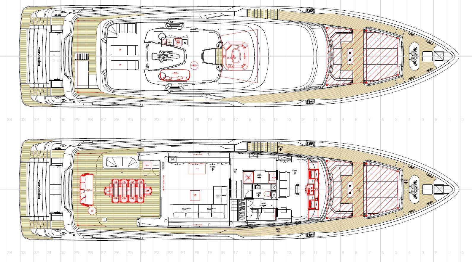 Custom Line Navetta 33 upper deck arrangement