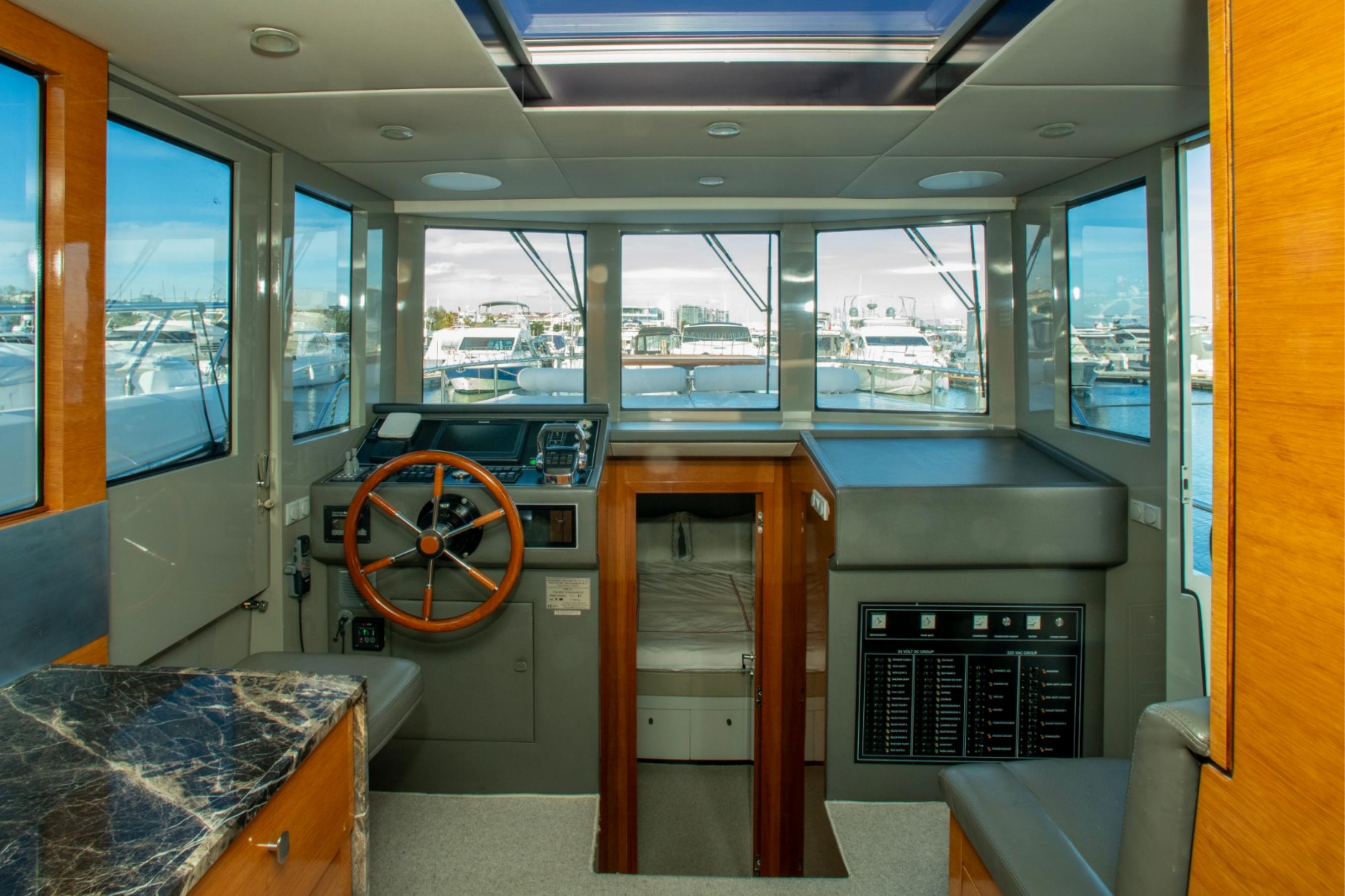 MY MARTI wheelhouse, preserving her working-vessel character