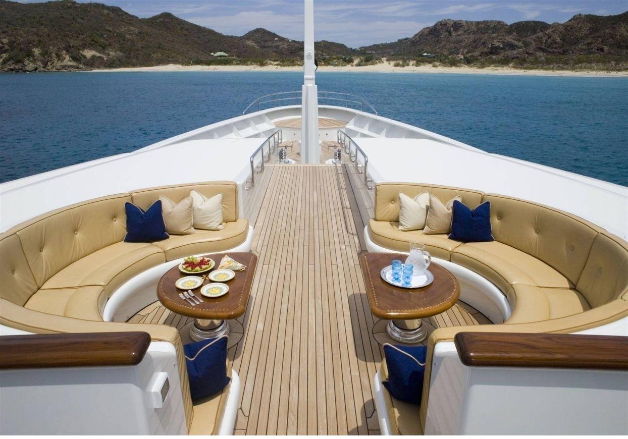 Paraffin foredeck seating area overlooking the sea