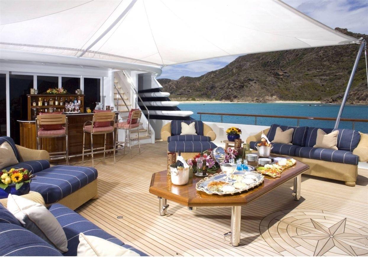 Paraffin aft deck lounge prepared for guests