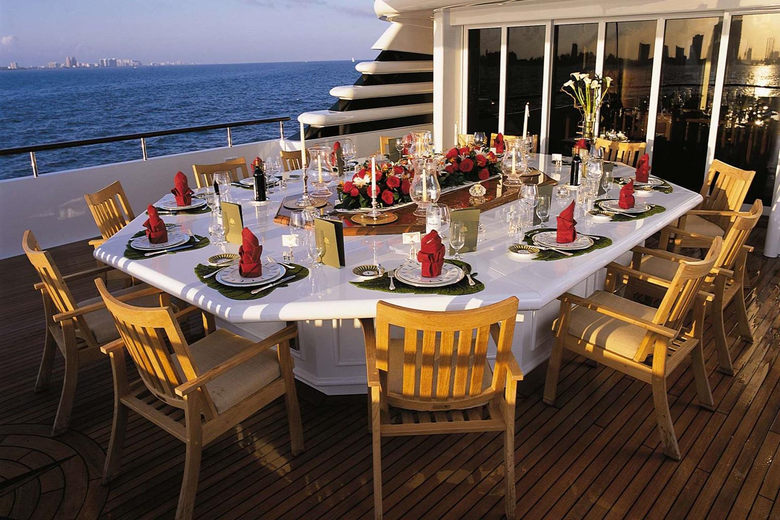 Paraffin open-air aft deck dining table